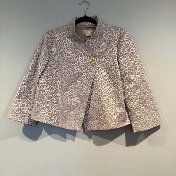 Michael Kors Shiny Gray Leopard Print Jacket - Picture 1 of 3